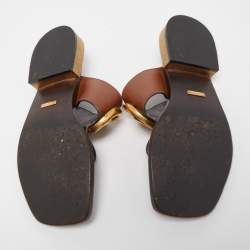 Gucci Brown Leather GG Marmont Thong Sandals Size 36