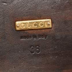 Gucci Brown Leather GG Marmont Thong Sandals Size 36