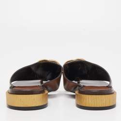 Gucci Brown Leather GG Marmont Thong Sandals Size 36