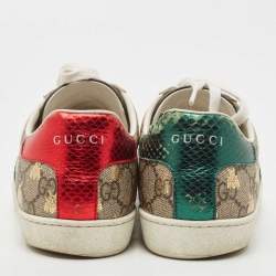 Gucci Brown/Beige GG Supreme Canvas Bee Print Ace Sneakers Size 38