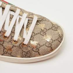 Gucci Brown/Beige GG Supreme Canvas Bee Print Ace Sneakers Size 38