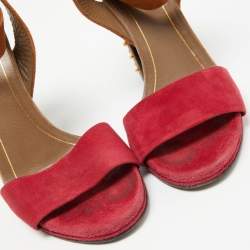 Pre Owned Gucci Two Tone Suede Madison Studded Heel Sandals Size 38.5