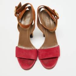 Pre Owned Gucci Two Tone Suede Madison Studded Heel Sandals Size 38.5