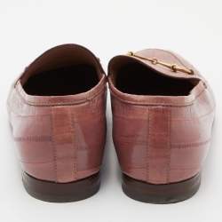 Pre Owned Gucci Pink Eel Leather Jordaan Loafers Size 40