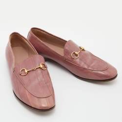 Pre Owned Gucci Pink Eel Leather Jordaan Loafers Size 40