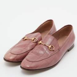 Pre Owned Gucci Pink Eel Leather Jordaan Loafers Size 40