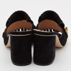 Gucci Black Suede GG Marmont Fringe Sandals Size 37.5
