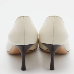 Gucci Off White Leather Interlocking G Patch Pumps Size 38