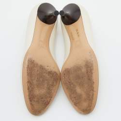 Gucci Off White Leather Interlocking G Patch Pumps Size 38