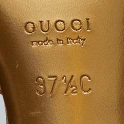Gucci Brown/Beige GG Canvas Studded Heel Peep Toe Mules Size 37.5