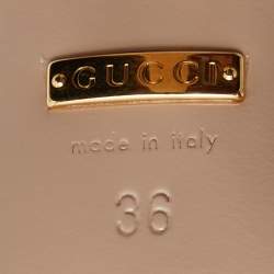 Pre Owned Gucci Gold Leather Molina Lips T Strap Sandals Size 36