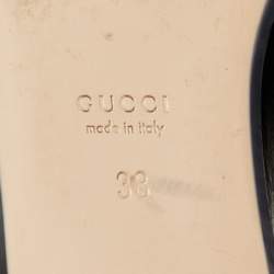 Pre Owned Gucci Black Leather Bee and Star Embroidered Princetown Flat Mules Size 38