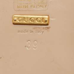 Pre Owned صندل مولز غوتشي جي جي مارمونت جلد ذهبي ميتال بشراشيب مقاس 39