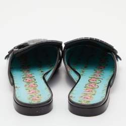 Pre Owned صندل مولز غوتشي جي جي مارمونت جلد ذهبي ميتال بشراشيب مقاس 39