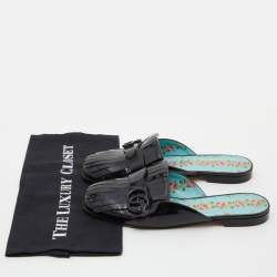 Pre Owned صندل مولز غوتشي جي جي مارمونت جلد ذهبي ميتال بشراشيب مقاس 39