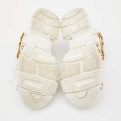 Gucci White Leather, Suede and Mesh Flashtrek Removable Crystals Low Top Sneakers Size 38.5