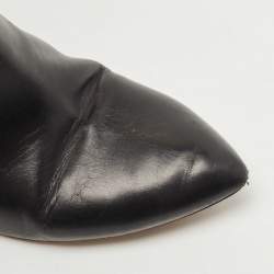 Pre Owned Gucci Black Leather Matelasse GG Mid Calf Pointed Toe Boots Size 38.5