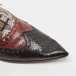 Gucci Multicolor Python Leather Brogue Pointed Toe Oxfords Size 39.5