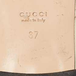 Pre Owned Gucci White Leather Horsebit Flat Slides Size 37