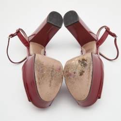 Gucci Burgundy Leather Claudie Platform Sandals Size 39