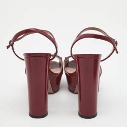 Gucci Burgundy Leather Claudie Platform Sandals Size 39