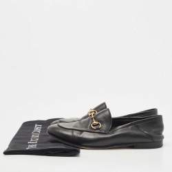 Pre Owned Gucci Black Leather Jordaan Loafers Size 35