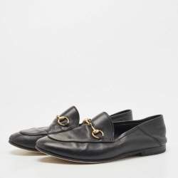 Pre Owned Gucci Black Leather Jordaan Loafers Size 35