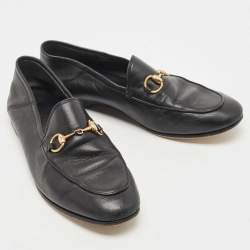 Pre Owned Gucci Black Leather Jordaan Loafers Size 35