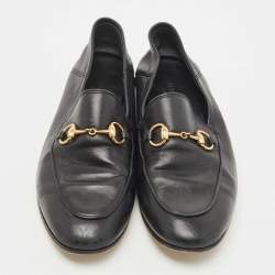 Pre Owned Gucci Black Leather Jordaan Loafers Size 35