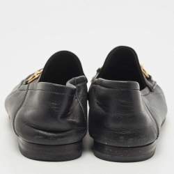 Pre Owned Gucci Black Leather Jordaan Loafers Size 35