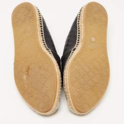 Gucci Black Guccissima Leather Pilar Espadrille Flats Size 39