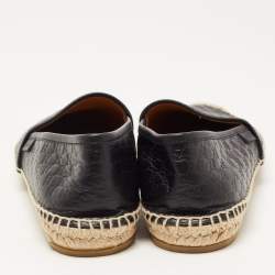 Gucci Black Guccissima Leather Pilar Espadrille Flats Size 39