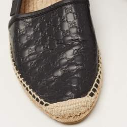 Gucci Black Guccissima Leather Pilar Espadrille Flats Size 39