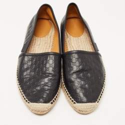 Gucci Black Guccissima Leather Pilar Espadrille Flats Size 39