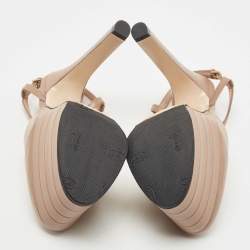 Pre Owned Gucci Light Brown Leather Angel Pumps Size 37