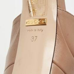Pre Owned Gucci Light Brown Leather Angel Pumps Size 37