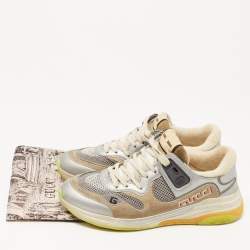 Gucci Two Tone Leather and Mesh Ultrapace Sneakers Size 39.5