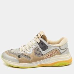 Gucci Two Tone Leather and Mesh Ultrapace Sneakers Size 39.5