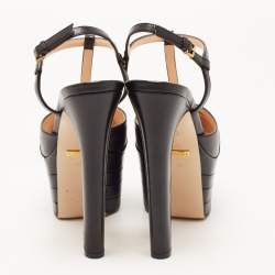 Pre Owned Gucci Black Leather Angel Pumps Size 36