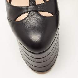 Pre Owned Gucci Black Leather Angel Pumps Size 36