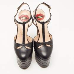 Pre Owned Gucci Black Leather Angel Pumps Size 36