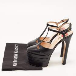 Pre Owned Gucci Black Leather Angel Pumps Size 36