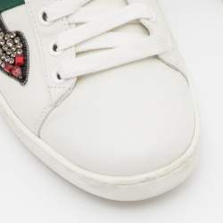 Pre Owned Gucci White Leather Arrow Embellished Ace Low Top Sneakers Size 37.5