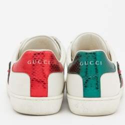 Pre Owned Gucci White Leather Arrow Embellished Ace Low Top Sneakers Size 37.5