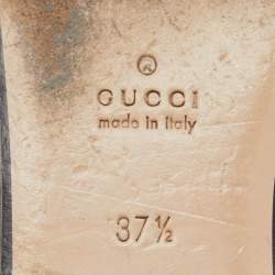 Pre Owned Gucci Gold Crystal Embellished Leather Princetown Flat Mules Size 37.5