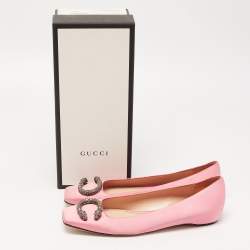 Pre Owned Gucci Pink Satin Dionysus Embellished Ballet Flats Size 40