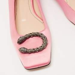 Pre Owned Gucci Pink Satin Dionysus Embellished Ballet Flats Size 40