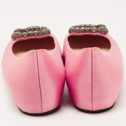 Pre Owned Gucci Pink Satin Dionysus Embellished Ballet Flats Size 40