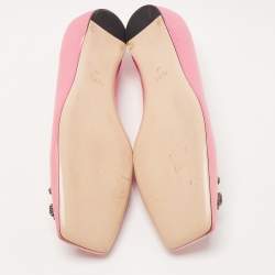 Pre Owned Gucci Pink Satin Dionysus Embellished Ballet Flats Size 40