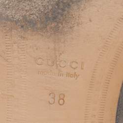 Pre Owned Gucci Cream Leather Horsebit Ankle Boots Size 38